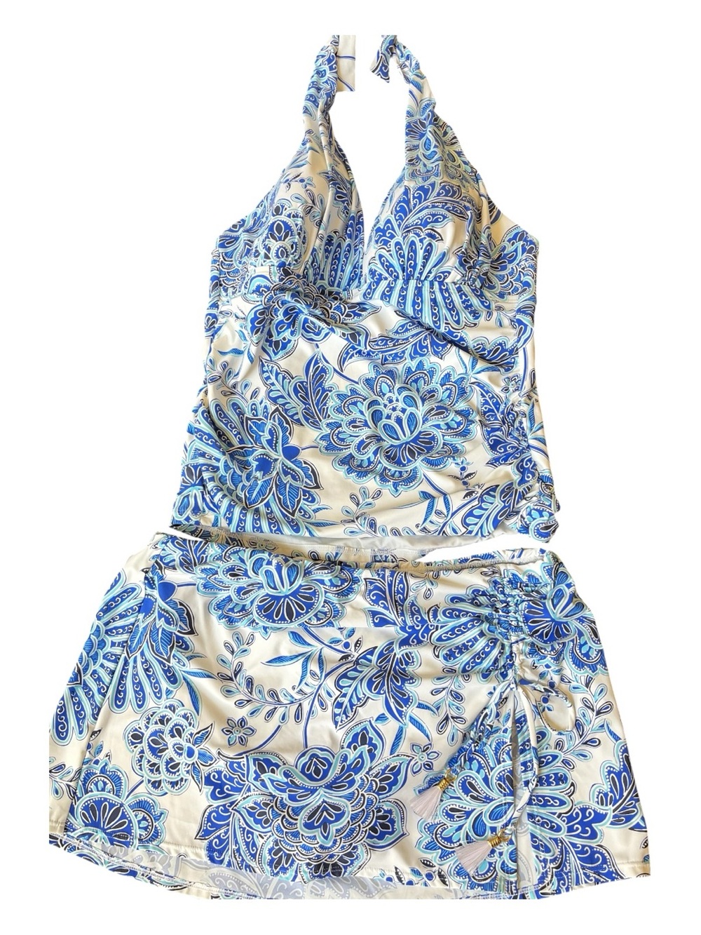 Ladies Tankini swim top and Skirt Blue and white size 12,